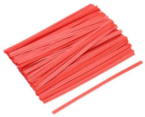 QUARKZMAN Attaches de Torsion 4,7 120mm Attaches Métalliques en Plastique pour Attacher du Pain, des Bonbons, des Cookies, des Sacs-Cadeaux d'Artisanat Rouge Lot de 100
