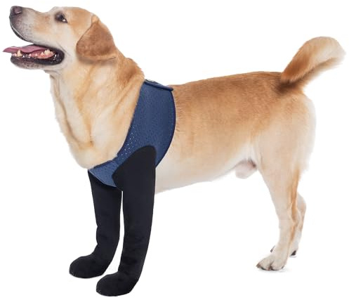 COODEO Calzini Anti-licking per Zampe di Cane, Protettori con Suolo Antiscivolo per Ferite, Stivali Impermeabili Anti-licking e Protezione Post-Operatoria (Blu, L)