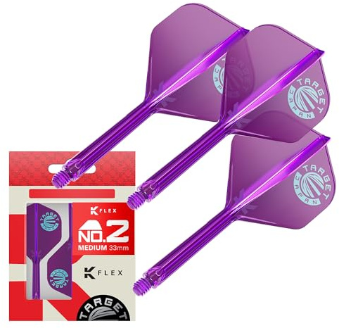 Target Japan K-Flex-Flight- und -Schaft-System für Dartpfeile, No. 2 | Packung mit 3 K-Flex-All-in-one-Flights, Violettes Dartzubehör in limitierter Auflage | K-Flex-Dartschaft – Medium (33 mm)