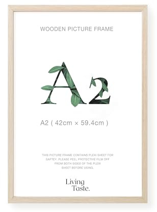 LIVINGTASTE A2 Cadre poster 42x59.4 cm finition chêne Naturel avec façade acrylique, 1 pièce, idéal pour décoration murale du salon, décoration de studio, affiches artistiques