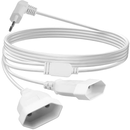 Verlängerungskabel 3m Abgewinkelter Eurostecker 90° Flachstecker Verlängerung 2 in 1 Verlängerungskabel Dünn Weiß Eurostecker Verlängerung 2.5A/250V für TV PC Computer Monitor