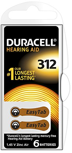 Duracell - Pila auditiva Easy Tab - 312 Marrón pack de 6