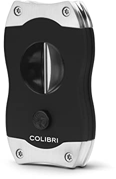 Colibri V-Cut Zigarrenschneider | Schwarz Mit chromakzenten | Federauslöser | Tiefer 7mm V-Schnitt | Bis zu 60+ Ringmaß-Zigarren | Ergonomisches Design