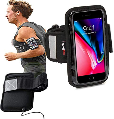Navitech Black Sports Running Armband Compatible with The Huawei Ascend XT²