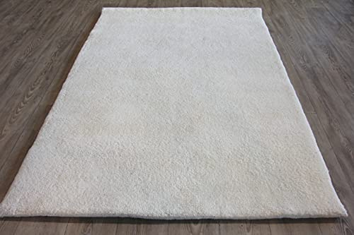 Original Berber Teppich 4 wollweiss 15/15 Double (ca. 90.000 Florfäden/m2), handgeknüpft in Marokko, Material: 100% Schurwolle. (150 x 150 quadratisch)