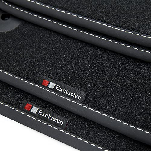 teileplus24 EF152 Fußmatten Gummimatten Exclusive-line Design kompatibel mit VW T5, T6 und T6.1 2003-07/2024, Naht:Silber