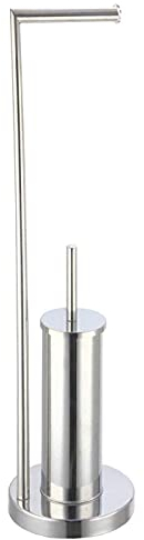 Acan - Soporte para papel higiénico de metal con escobillero - L - Estructura para higiene y limpieza en baños e inodoros. Base elegante para papel y escobilla de metal - 74 x 19 x 10,5 cm