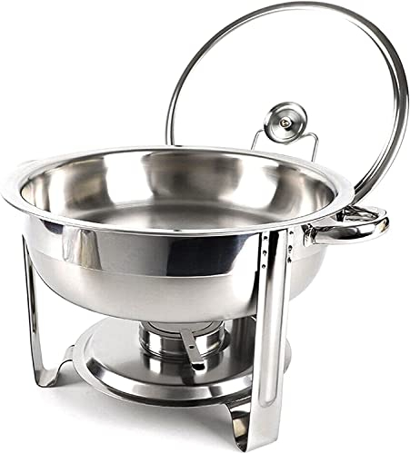 Vinod Stainless Steel Round Chafing Dish Buffet Dish Party Food Warmer with Glass Lid, 4.5 LTR, 30cm, Silver