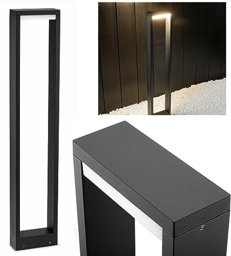 Lumiled Pollerleuchte Außenstehleuchte 80cm Stehlampe Außenleuchte Außenbeleuchtung Wegeleuchte Gartenleuchte Wegelampe Standleuchte LED 10W IP44 schwarz spritzwasserdicht 4000K 700Lm Neutralweiß