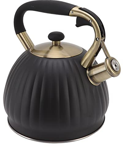 Bollitore per il tè con Fischio, Teiera con Fischio in Acciaio Inossidabile per Uso Alimentare di Grande capacità da 3,5 L con Manico Ergonomico Al Tocco Freddo per Piano Cottura