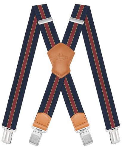 Dresime Bretelle da Uomo per pantaloni con 4 clip forti 4 cm di larghezza, per Uomini e Donne Grandi e alti Larghezza Regolabile di Elastiche e Forma a X Elastica