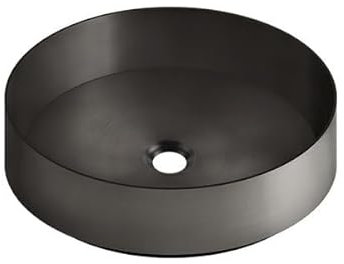 Gessi 316, Lavabo de sobremesa, redondo, acero inoxidable 400mm, 54601, Color: Metal negro cepillado PVD