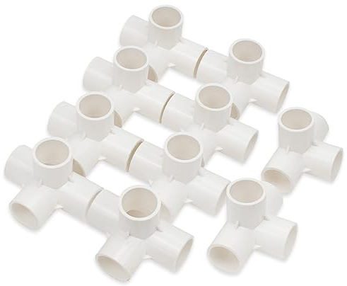 Bwintech 10 Pcs 20MM (1/2) deslizante en T cúbica de 4 vías Conector PVC-U Fitting Codo Acoplamiento Conector Conexión de tuberías de agua de jardín