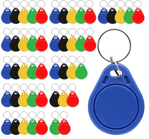 125 kHz beschreibbarer RFID-ID-Karten-Schlüsselanhänger, 50 Stück ID 125 kHz RFID beschreibbarer wiederbeschreibbarer T5577-Schlüsselanhänger für RFID-Schreibgerät