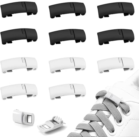 Zhixifan 12 Stück Magnetische Schnürsenkel Schnalle, Schnürsenkel Schnellverschluss Verschluss, Einstellbare Schnürsenkel Ohne Binden Sind Ideal für Läufer, Wanderer