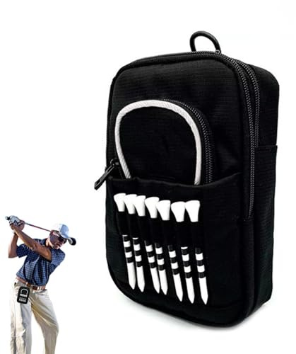 Bolsa para pelotas de golf, soporte para accesorios de golf, organizador de tees de golf, bolsa con múltiples bolsillos, funda para bolsa de pelotas de golf con soporte para tee frontal, perfecto para
