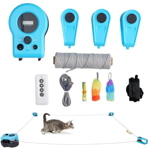 HFSAZJ Cat Running Wheel Interactive Cat Toy,Cat Wheel Exerciser Cat Running Treadmill for Indoor Adjustable Speed Simulated Interactive Hunting Cat Toy,Hunting Cat Toy with Remote Control,Cat Toys