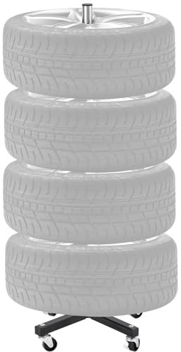 VEVOR Reifenlagerregal Reifenständer Stahl rollbar für 4 Reifen mit Felgen, platzsparender Reifenhalter für Reifen mit Einer Breite von bis zu 225 mm, max. Tragkraft 100 kg, ideal für Garage