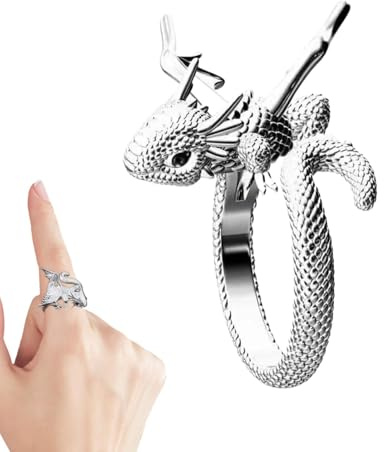 Bague Dragon au Crochet pour Doigt,Anneaux Dragon au Crochet pour Tension,Anneaux de Crochet pour Tension réglable - Anneau de Crochet Dragon, Guide de Fil de Doigt, Anneaux de Tension de Tricot pour