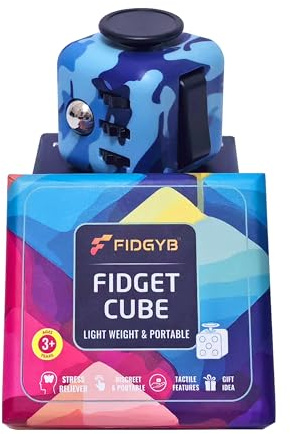 FIDGYB Fidget Cube Jouet Anti-Stress pour Adultes et Enfants, Jouet Sensoriel Lisse et Silencieux pour l'Anxiété, la Concentration et Les Idées TDAH[Camouflage]