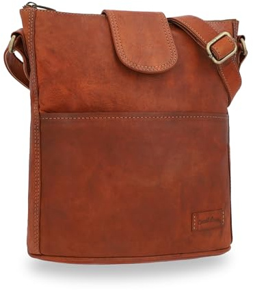Gusti Ledertasche Damen Jacqueline New Berlin | Handgefertigte Umhängetasche Damen Leder für Alltag & Büro | AirTag-Fach & Praktische Fächeraufteilung