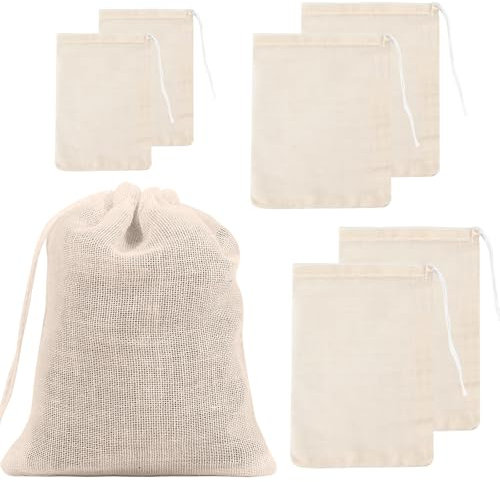 6 bolsas de leche de frutos secos, 3 tamaños, reutilizables, nailon, paño de malla fina para leche de nueces, queso, café, yogur, zumos, zumos de verduras, especias