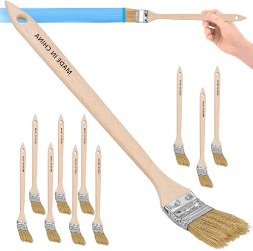 Brosse à Manche Long, 10 Pièces Pinceau pour Radiateur,pour Radiateur, d'angle, Brosse pour Lier Les Calories, Pinceau pour Calories, Largeur 25 mm, Longueur 40 cm