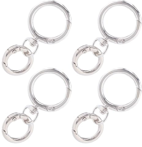 CRASPIRE 8 Pieza Anillos Resorte Metal Doble Apertura Llavero Clip Aleación Giratorio Plateado Cierre Mosquetón Ganchos A Presión Hebillas Accesorios Joyería Llaves Coche Bolsos Cordones Monederos