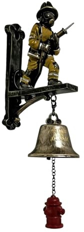 Door Bell, Cast Iron Doorbell, Fireman Doorbell, Vintage Antique Doorbell, Dinner Wall Bell, Garden Decoration with Loud Beep, Country House Style Bell for Wall, Front Door, Garden, Indoor, Outdoor
