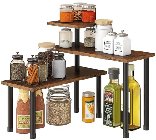 Kongming Estantería esquinera de cocina con 3 niveles, ajustable para cocina, encimera, estante para especias, de pie, negro, estantería de esquina de metal para comedor, oficina, baño, encimera de