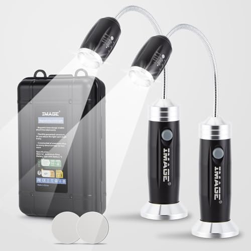 IMAGE Juego de 2 lámparas magnéticas LED para barbacoa, 360°, giratorias, iluminación para barbacoa, pícnic, exteriores, regalos para hombres, papá, marido, día del padre (negro)
