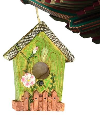Nichoir à oiseaux extérieur en résine à suspendre, décoration de jardin élégante | Nichoir décoratif coloré pour colibris, merles bleus, support d'arbre extérieur, décoration de jardin durable et