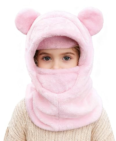 TAGVO Cagoule Hiver pour Fille Garçon, Thermique Bonnet Écharpe Ensamble Balaclava Casquette Polaire Enfant Chaud Cache Cou Oreilles Chapeau 3 à 8 Ans