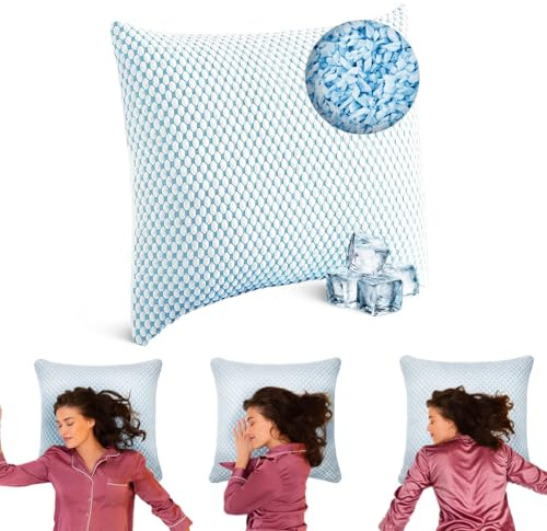 MKS Memory Foam kudde 80 x 80 – Ergonomisk gelkudde för personer som sover på sidan och ryggen – ventilerande kudde med avtagbart överdrag – mjuk molnkudde för vuxna