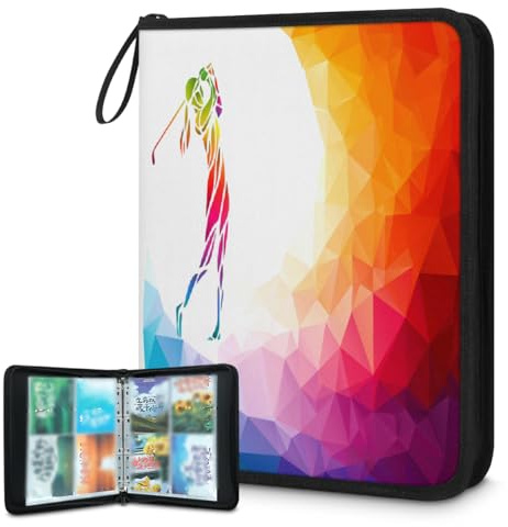 Carpeta para tarjetas coleccionables de 4 bolsillos, para deportes de golf, álbum de tarjetas con fundas extraíbles, impermeable, con cremallera, capacidad para 50 páginas y 400 tarjetas