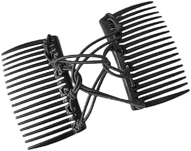 Peines mágicos ajustables negros para el cabello, clip elástico de doble peine, pinzas para el pelo sin arrugas, horquillas dobles, peines para el cabello, peine mágico para mujer, accesorios para