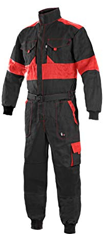 LUXY Canis CXS Robert Combinaison de travail pour homme avec fermeture éclair Combinaison une pièce pour peintre en coton Jardinier Rallye Combiné Mécanicien Poches Vêtements de protection Noir avec