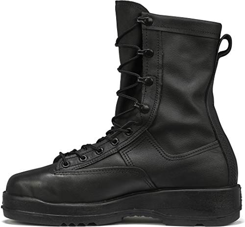 Belleville 800 ST Waterproof Steel Toe Flight Boot - Black Military Boots & Leather - Steel Toe Footwear for Men - GORE-TEX Waterproof Lining - Shock Dispersing Midsole - Black - 9