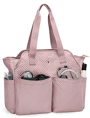 Fasrom Nurse Bag for Work Nurses with Laptop Compartment, Clinical Tote Bag for Nursing Students or Doctors, Pink (Empty Bag Only)