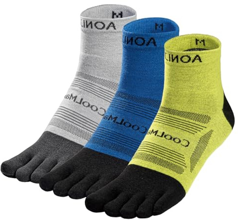 TRIWONDER 3 Pairs Toe Socks Five Finger Socks Running Socks Breathable Sport Sock Mini Crew Socks (Quarter, M)