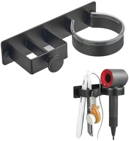 Sheporse Hairdryer Holder and Straighteners Holders, Stainless Steel Self Adhesive Wall Mount Hairdryer Holder Station for Curling Iron, Hair Tools Organiser for Bathroom