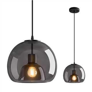 ZYBWL Grigio Vetro Lampade a sospensione Cucina Isola Nero Lampada a sospensione Moderna Lampada sospensione 1-Fiamma E27 Retro Lampada a sospensione per Camera da letto Cucina Isola Sala da pranzo