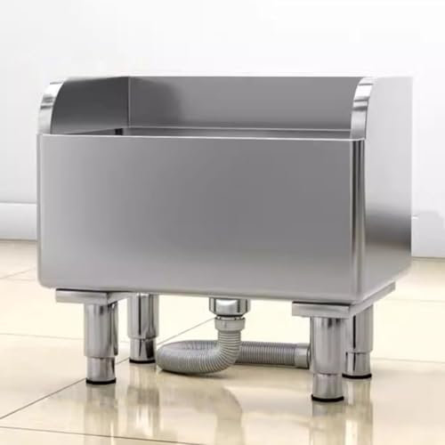 Floor Mop Sink, Stainless Steel Mop Service Basin, Laundry Slop Sink, Floor Mount Mop Sink with Sink Drainage/Strainer,Silver-100x41x55cm