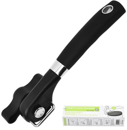 Dosenöffner Manuell, Dosenöffner mit Rutschfester Griff, Dosenöffner Ohne Scharfe Kanten, Müheloses Öffnen von Dosen(COLOR:Schwarz)