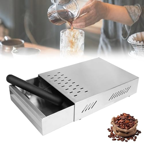 Kaffesump förvaringsbehållare, rostfritt stål kaffe avtappningsbehållare, suddlåda med knackpinne, rostfritt stål knock box espresso suddlåda, kaffesump knackbehållare för kaffemaskiner (silver)
