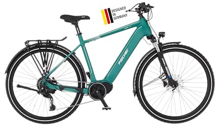 Fischer e-Bike ATB Terra 4.0i Bicicleta eléctrica para Hombres y Mujeres, RH 55, Motor Central 80, batería 36 V, 55cm - 630Wh, Verde Aventura Mate