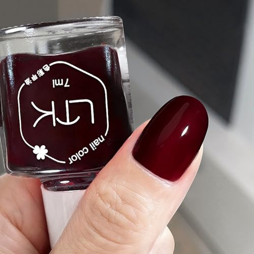 7ML Wine Red Nail Polish - Quick Dry Burgundy Nail Polish - Long Lasting Chip Resistant Cherry Red Nail Varnish - Breathable Non-Toxic Gel for Women DIY Manicure