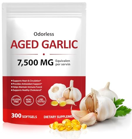 Aged Garlic Extract Softgels | 15:1 Extract & Low-Temp 2-Year Aging for Heart/Circulation Health/Immune Support, Rich in Antioxidant, Swallow It Whole, Gentle & Natural|300Pcs