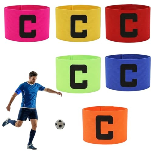 6 Pcs Football Captain Armband, Sports Team Accessories, Durable Fabric Design, Adjustable Fit for Training Sessions, Armbands