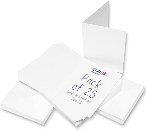 Craft UK-kort och kuvert paket med 25 18.5 cm Vitt